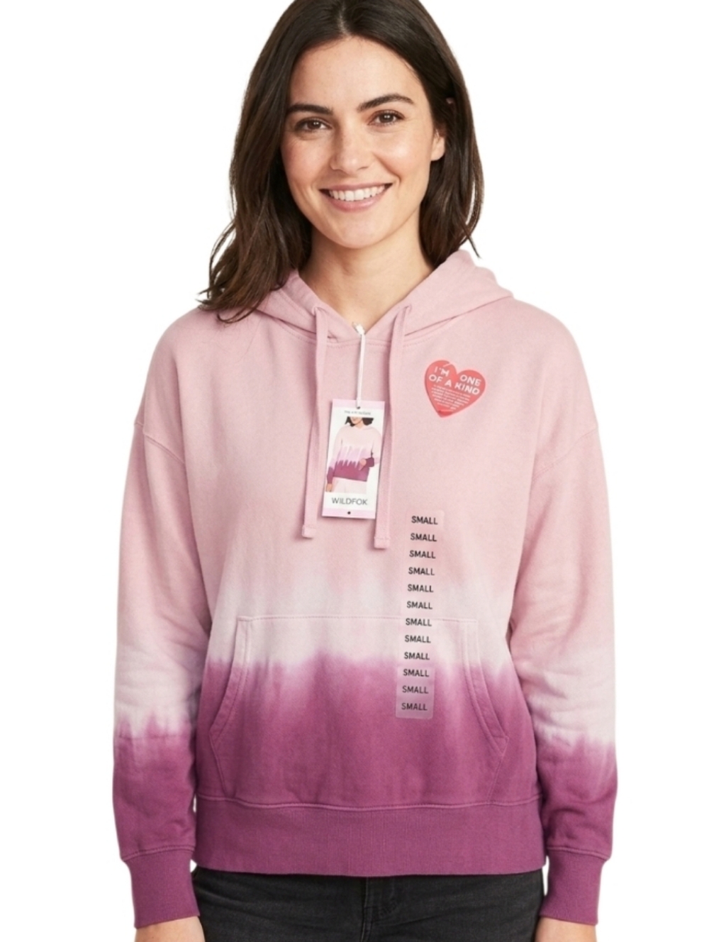 NWT WILDFOX $126 Tie Dye Boho Hoodie Pink Purple Kangaroo Pocket Autumn Fall